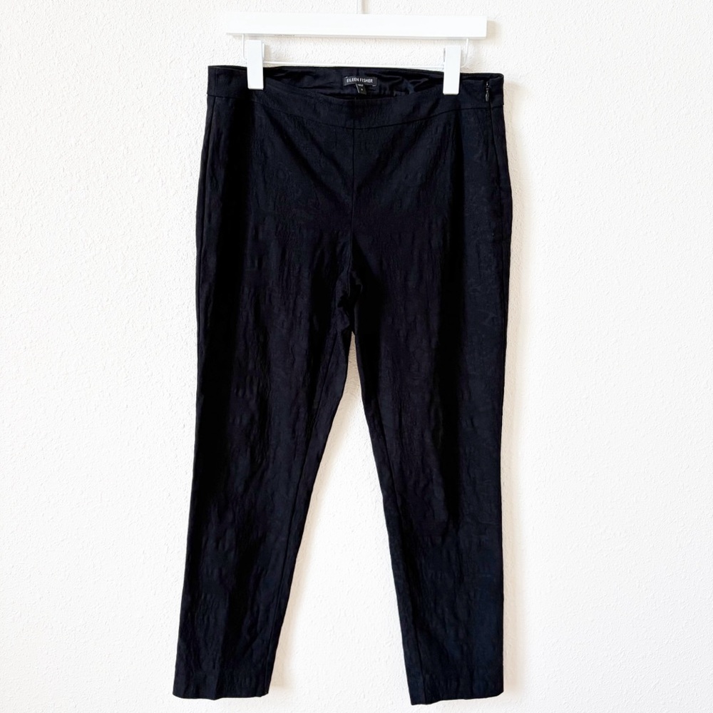 Eileen Fisher Jaquard Ankle Dress Pant Black Size Small